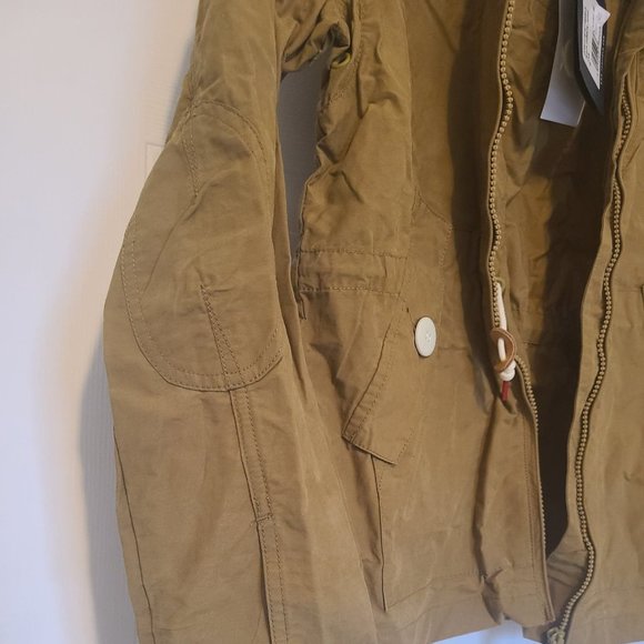 NWT Women's Tan Hooded Penfield Wax Coated Jacket W/ Zipper & Drawstring - Picture 3 of 8